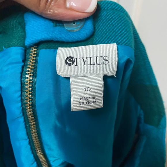 New Stylus Mini Skirt Blue Green Plaid Sz 10A-Line Fully Lined Back Zip - Picture 3 of 7